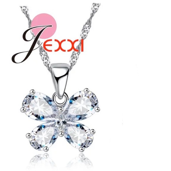 S925 Crystal Butterfly Drop Necklace - Picture 2 of 4